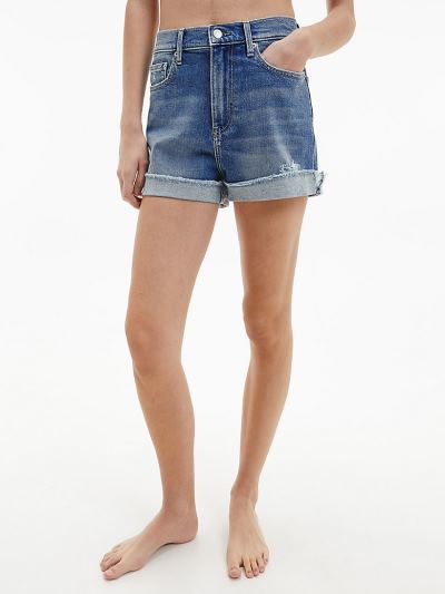 Calvin Klein Ruhák HU539012 | Calvin Klein High Rise Női Farmer Rövidnadrág Kék